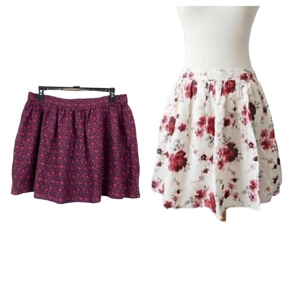 AMERICAN Eagle Bundle of 2 Spring and Summer Floral Mini Skirts EUC Medium - Picture 1 of 9
